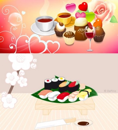 Kaffee und Kuchen-Vektor-sushi
