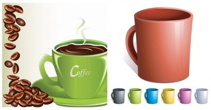 tasses à café en grains café vector