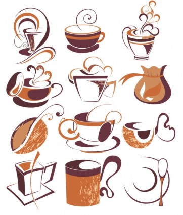 Kaffee Entwurf Linie Elemente Vektor