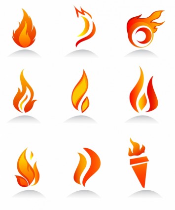 colección de iconos de fuego y elementos