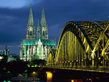 Kastil Cologne hohenzollern jembatan wallpaper Jerman dunia
