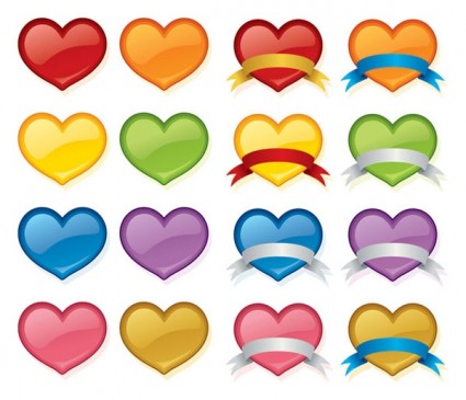Color Crystal Heart Icon Vector