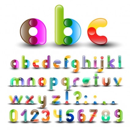 warna-warni alfabet dengan angka