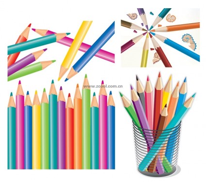 다채로운 컬러 연필 벡터