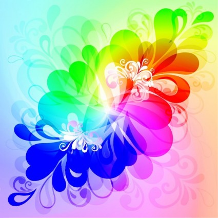 色彩鲜艳的花卉背景矢量图形