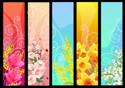 warna-warni bunga spanduk vektor