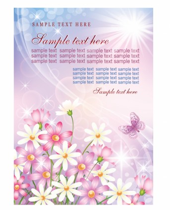 Colorful Flowers Petals Butterfly Vector