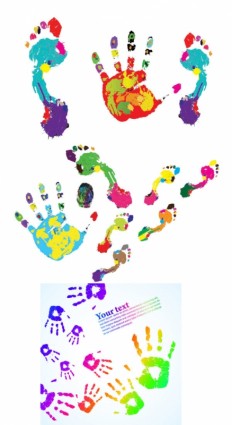 vettore di impronte colorate a mano