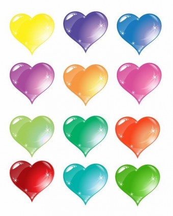 warna-warni jantung cinta vector set