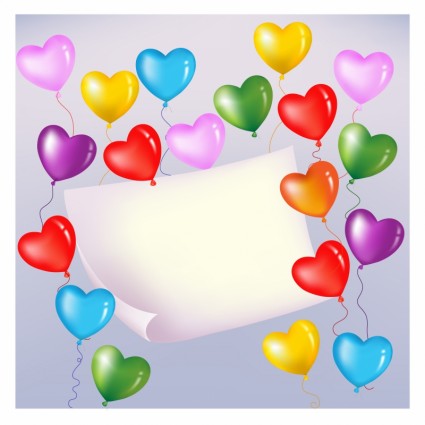 balon warna-warni berbentuk hati