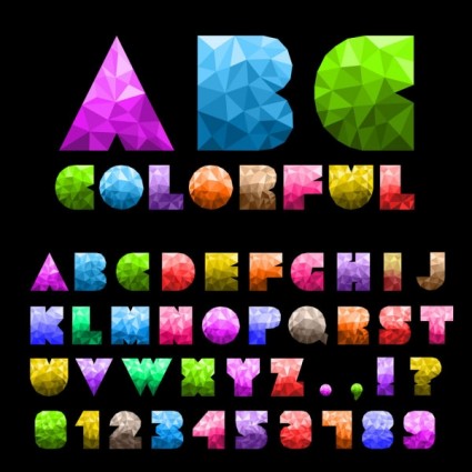 vector colorido de letras y números