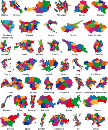 カラフルな地図シルエット ベクトル