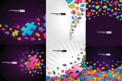 teka-teki yang berwarna-warni potongan tema vector latar belakang