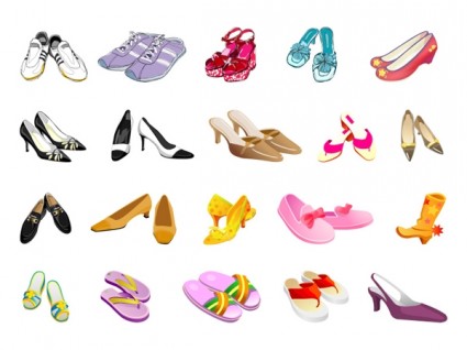 Colors Of Different Styles Of Shoes Vector