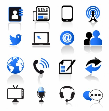 komunikacji i mediów zestaw ikon