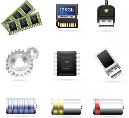 Computer Accessories Theme Icon Vector