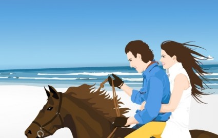 Couple On The Hourse Free Vector