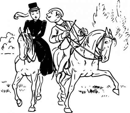 馬に乗るカップルをクリップアートします。