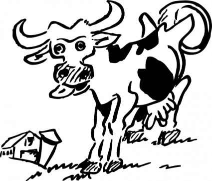 vaca e celeiro de clip-art
