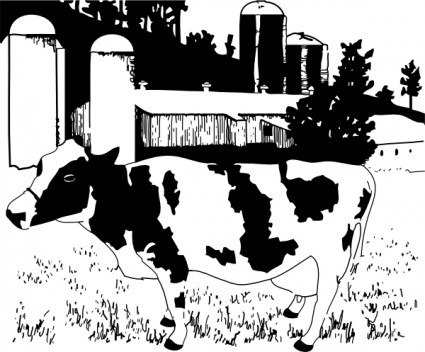 krowa na farmie clipart