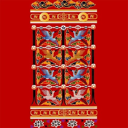 Żuraw z pomyślny chiński wzór klasycznej wektor