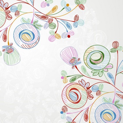 ilustração em vetor estilo floral de lápis de cor