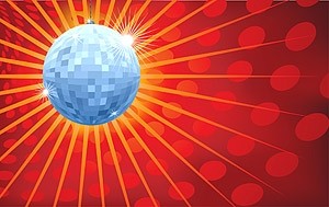 Kristallkugel und Disco-hellen Hintergrund-Strahlung-Vektor