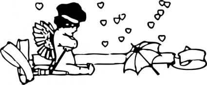 clipart Cupidon et parasol