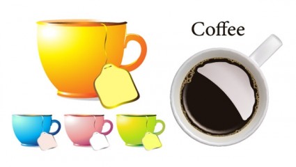 tazas y vector de tazas de café