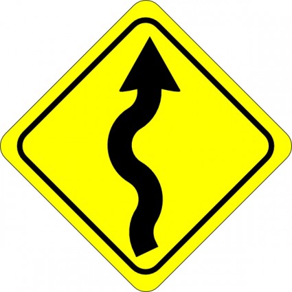 curvas de la carretera por delante signo clip art