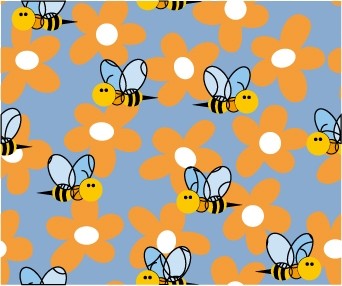Cute Bee Flowers Vector Continuous Background