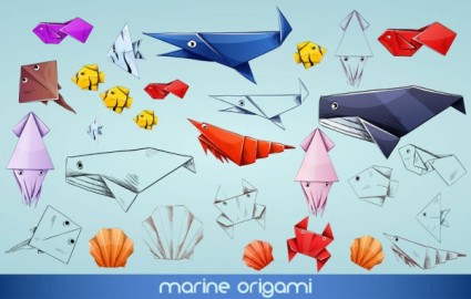 kartun lucu binatang origami vektor
