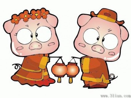 phim hoạt hình dễ thương lợn vectơ