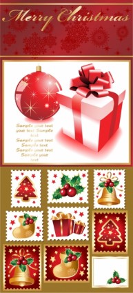 sellos de Navidad cute vector