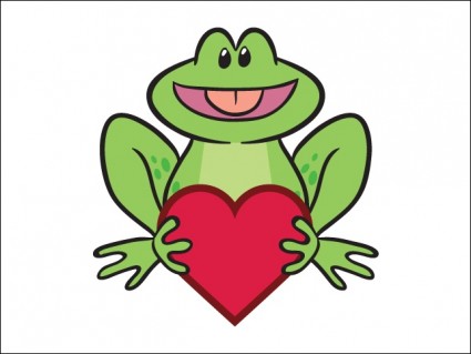 niedliche Frosch halten ein Herz