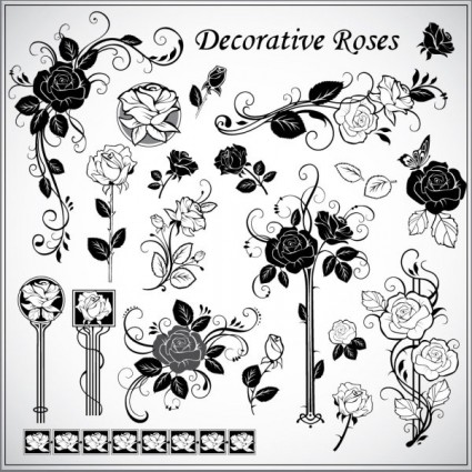 vecteur de roses décoratives en jacquard