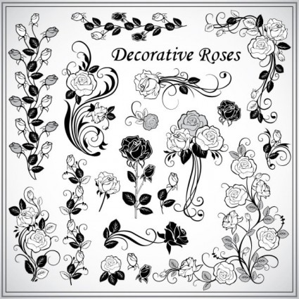 vecteur de roses décoratives en jacquard