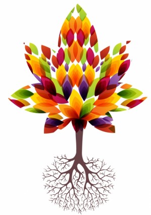 raíces y árbol decorativo