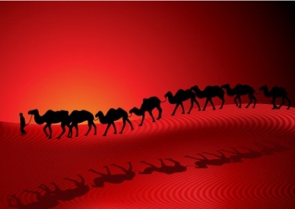 沙漠骆驼剪影矢量