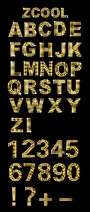 Diamond huruf dan angka vektor emas