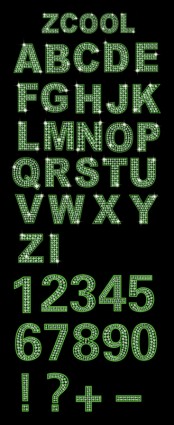 เพชรอักษรและตัวเลขเวกเตอร์สีเขียว