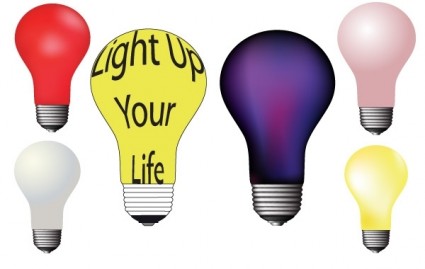 Different Colour Light Bulbs Free Vector