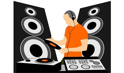 DJ-Equipment und dj-Musik-Vektor