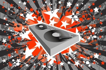 pemutar musik DJ dengan tren elemen latar belakang vektor