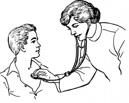 médico examina un paciente clip art
