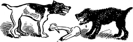 Hunde kämpfen über Knochen-ClipArt