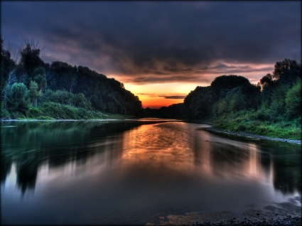 Donau Sonnenaufgang Tapete Foto manipuliert Natur