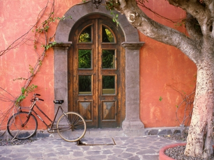 mundo de México de papel de parede de porta e bicicleta