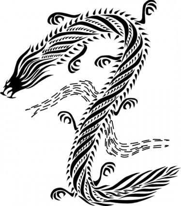 naga Cina gaya hitam amp putih