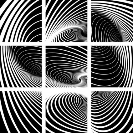 dynamische schwarz-weiß Spirale Muster Vektor